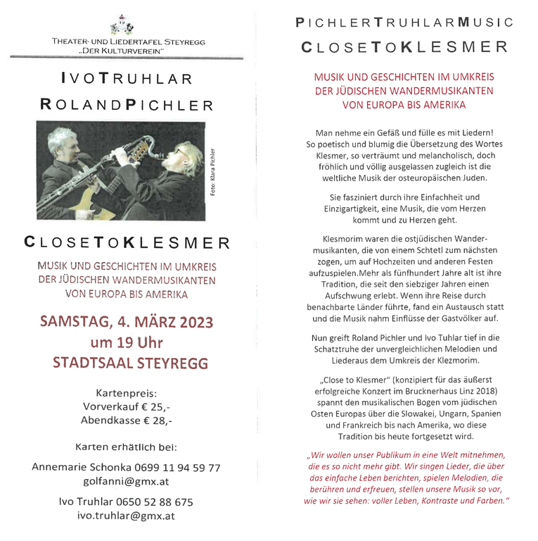 Flyer "Close To Klesmer"