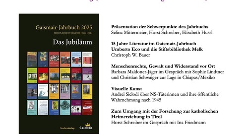 Horst Schreiber/Elisabeth Hussl (Hg.):  Präsentation des Gaismair-Jahrbuchs 2025