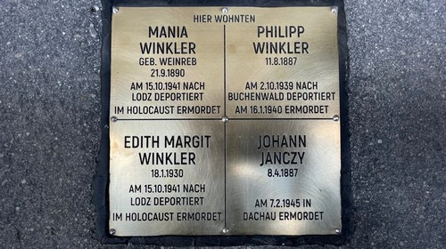 Gedenksteine für Edith Winkler und ihre Eltern Mirjam Mania und Philipp Winkler