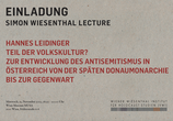 Hannes Leidinger: Teil der Volkskultur? Zur Entwicklung des Antisemitismus in Österreich von der späten Donaumonarchie bis zur Gegenwart