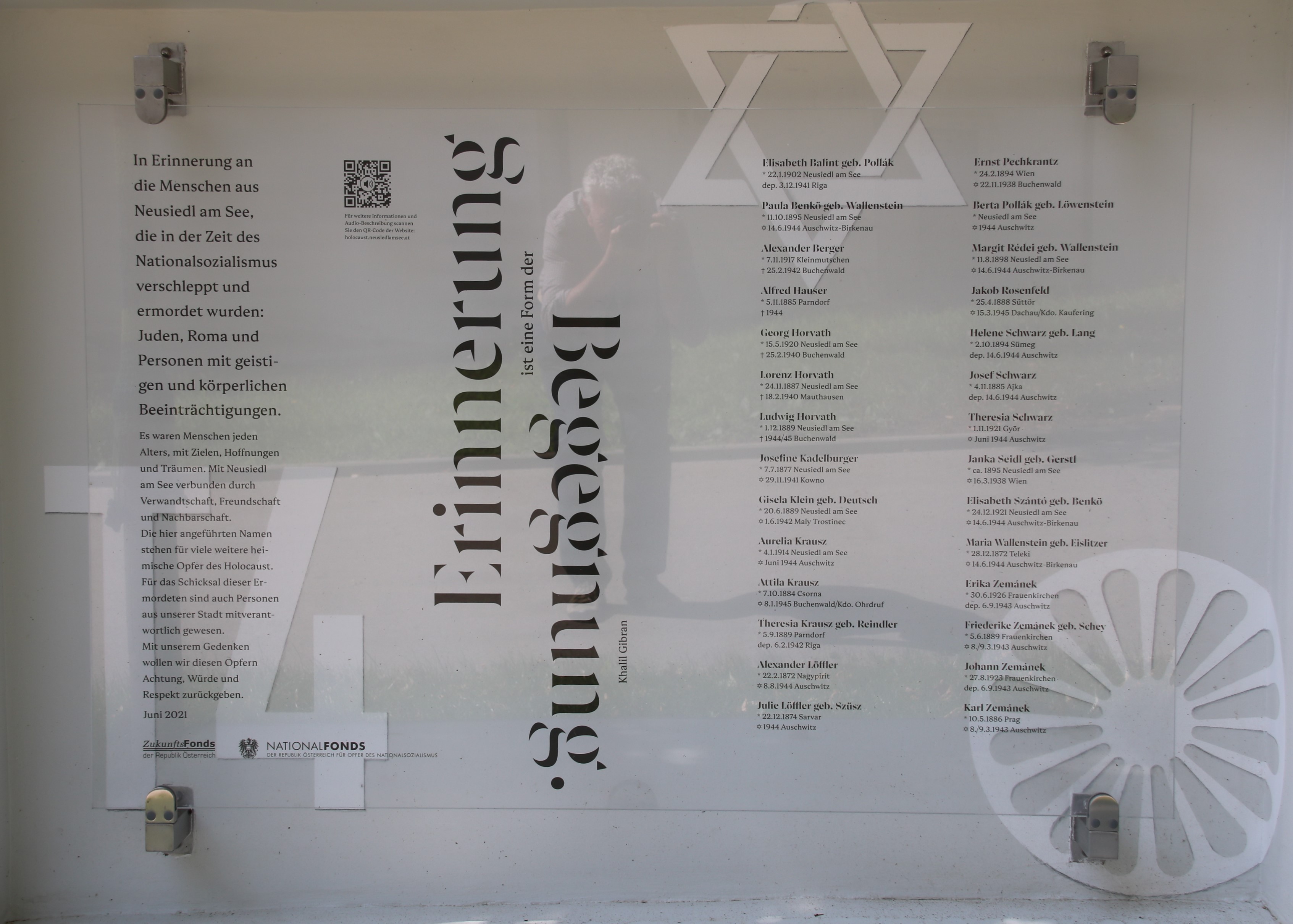 Gedenktafel der Opfer des Holocaust in Neusiedl am See