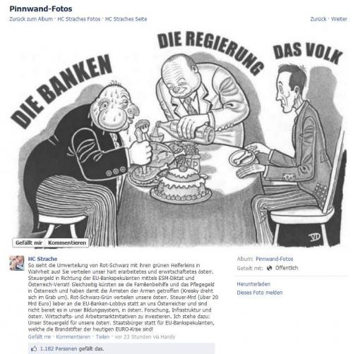 Veränderte Karikatur auf der Facebook-Seite von FPÖ-Obmann Strache