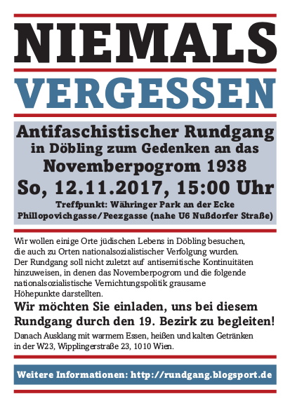 Gedenkrundgang in Döbling am 12.11.2017