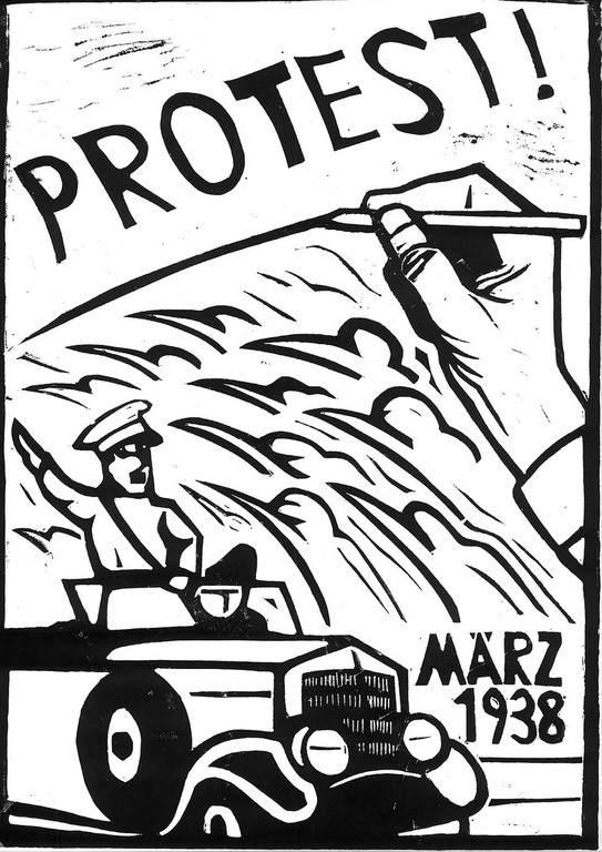 März 1938: Mexiko protestiert gegen den "Anschluss". Grafiken von Thomas Fatzinek sind ab 19. März 2018 am Mexikoplatz zu sehen.