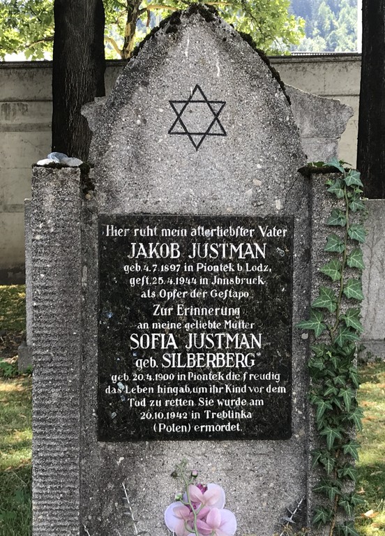 Grabstein für Jakob und Sofia Justman am Jüdischer Friedhof Innsbruck