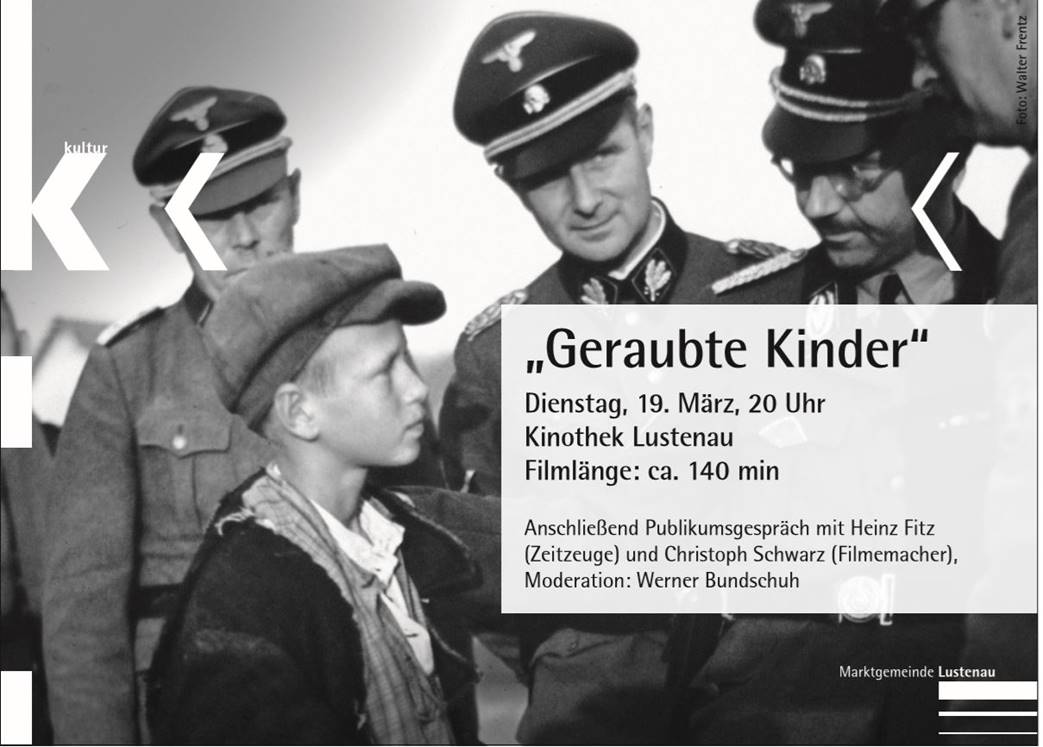 Die Kinothek Lustenau präsentiert den Dokumentarfilm "Geraubte Kinder".