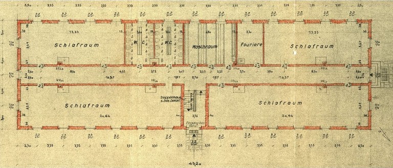 Grundriss des Erdgeschoßes von Block 17 aus dem Jahre 1941. Foto: APMAB/Turkiewicz/Nationalfonds