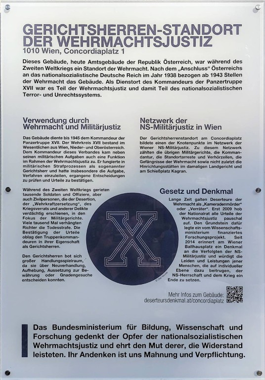 Die Gedenktafel für die Opfer der NS-Militärjustiz (c) Winsauer