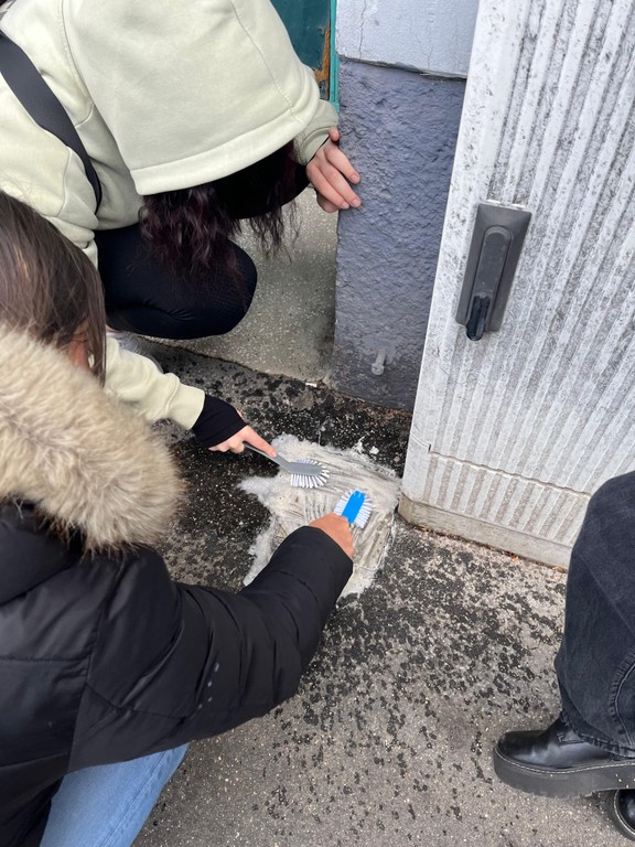 (c) Daniela Lackner, Wartung des Steins in der Favoritenstraße 147