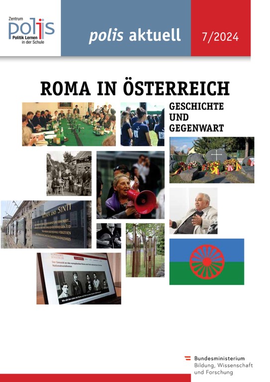 Eines der Materialien, die im Webinar vorgestellt werden, ist das Heft "Roma in Österreich", das ERINNERN:AT und Zentrum polis gemeinsam herausgegeben haben (Foto: OeaD ERINNERN:AT / Zentrum polis).