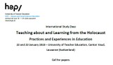 CfP Teaching about and Learning from the Holocaust